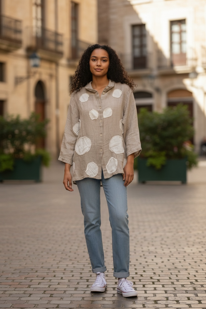 Linen Polka Dot Short Jacket