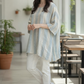 Linen Oversized Costal Stripe Top