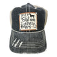 JUST A GIRL WHO LOVES HORSES DISTRESSED TRUCKER HAT: BLING / BLACK