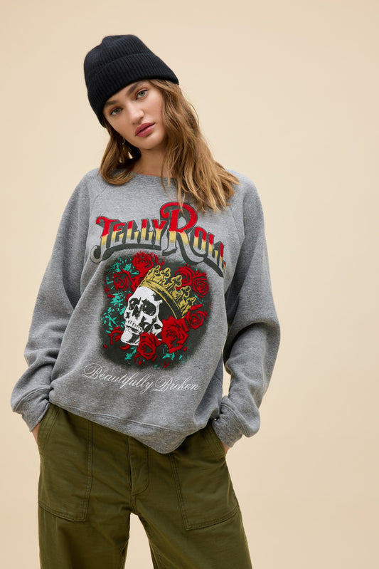 Jelly Roll Beautifully Broken Tour Vintage Raglan Sweatshirt