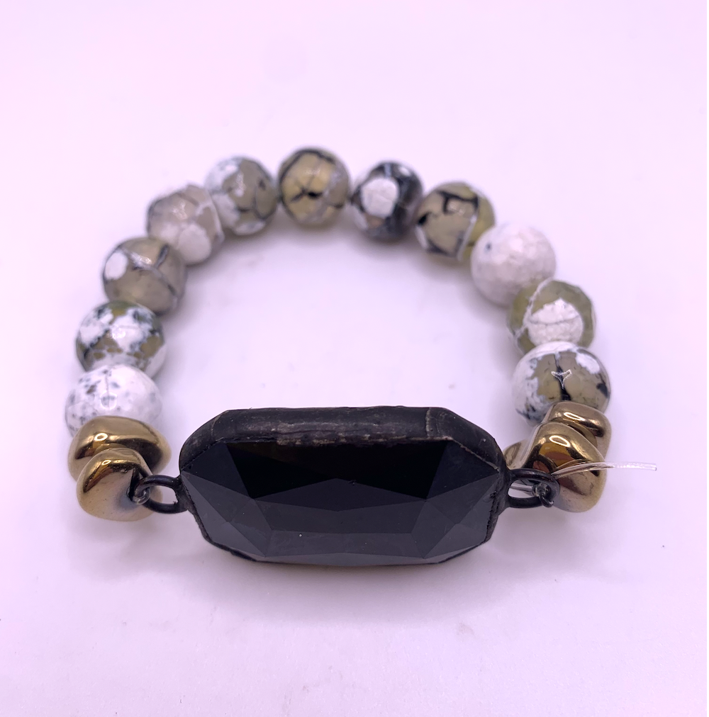 Hand Soldered Beaded Crystal Connector Bracelet