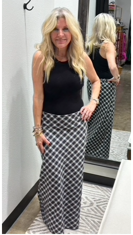 Plaid Bias Cut Maxi Skirt