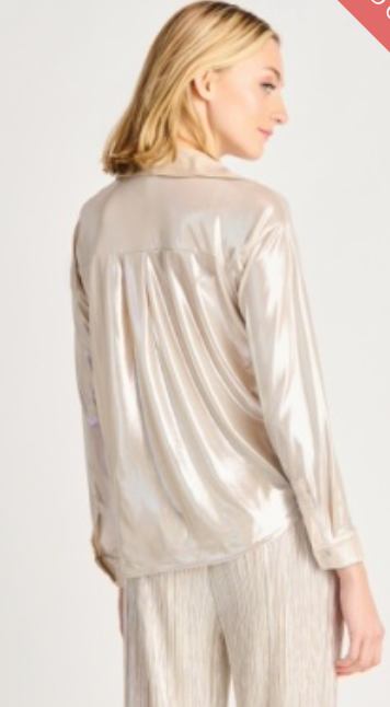 Dex Button Front Shimmer Blouse