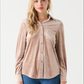 Dex Rusty Pink Button Down Velvet Top