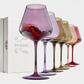 Set of 6 20 oz Colored Crystal Wine Glasses