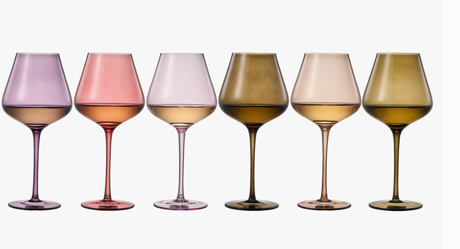 Set of 6 20 oz Colored Crystal Wine Glasses  Nikko Blu Boutique