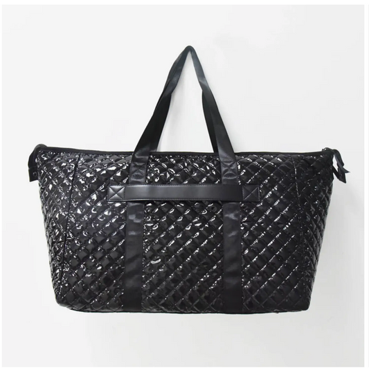 Diamond Black Patten Leather Weekender Bag