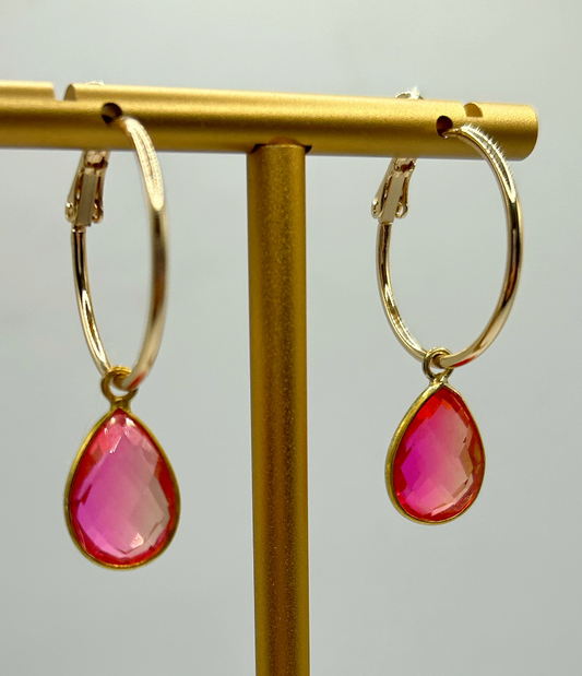 Pink and Yellow Crystal Quartz Earrings