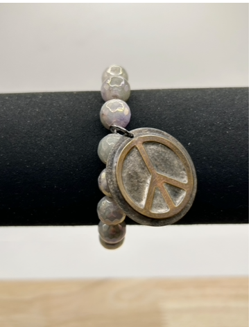 Coated Agate Bracelet // Hand-Soldered Charm