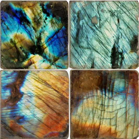 Labradorite Tumbled Marble Coasters