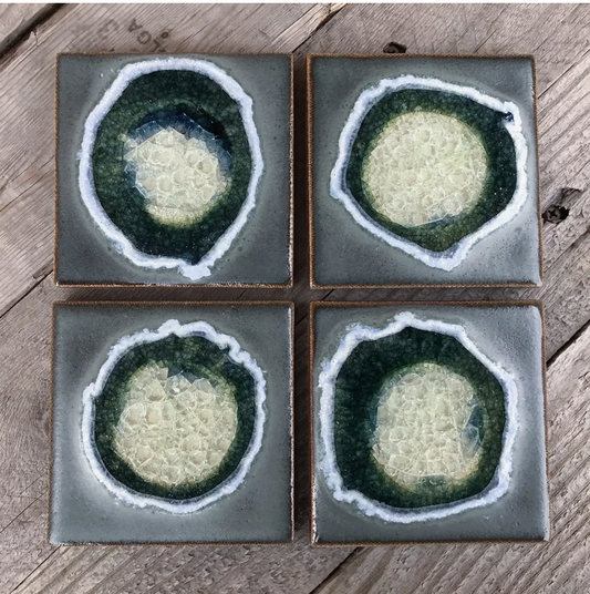 Grey and Green Geode Coasters