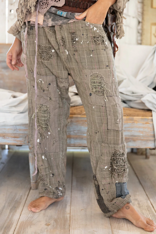 Magnolia Pearl PANTS 419-MARYL-OS  Check Miners Pants with Paint