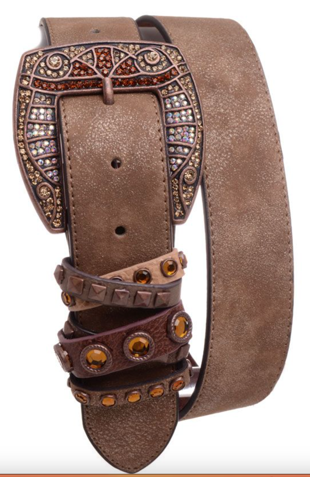 RHINESTONE STUDDED LEATHER BELT