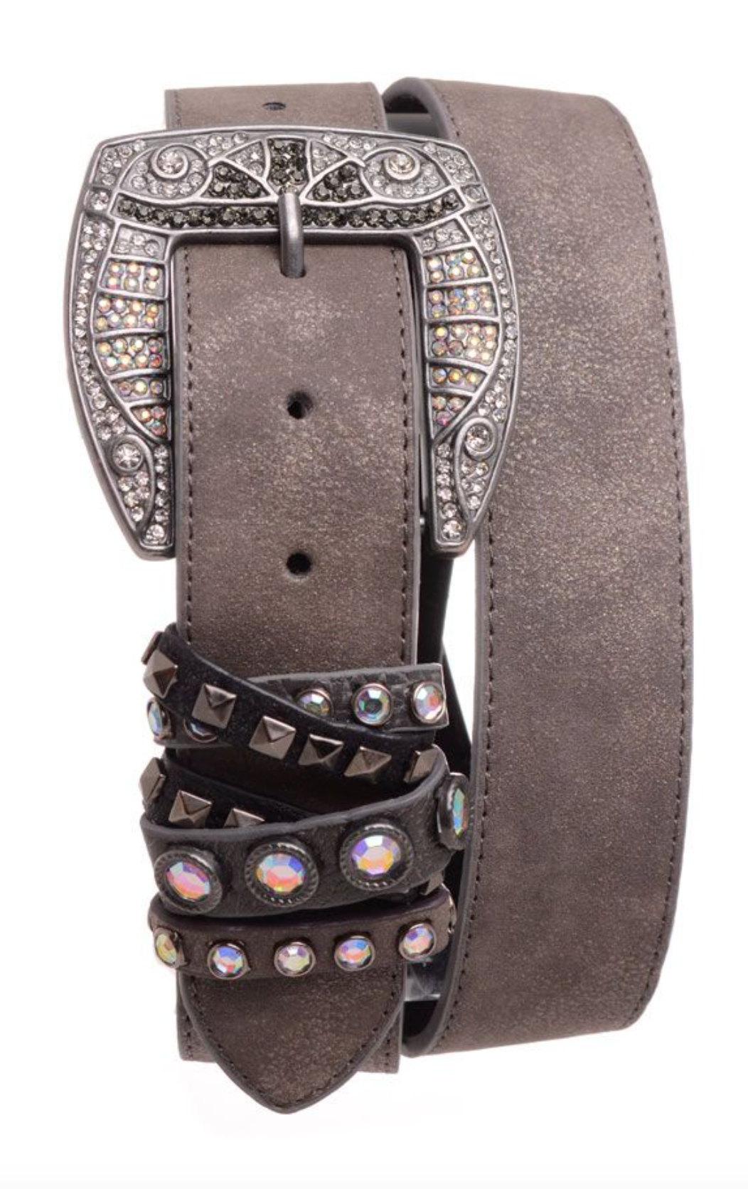 RHINESTONE STUDDED LEATHER BELT