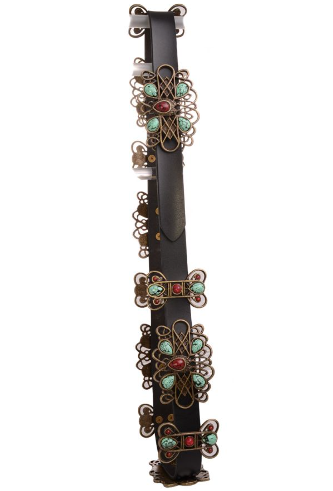 Turquoise/ red concho belt with metal detail