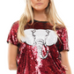 Crimson Red and White Elephant Top