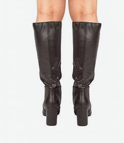 Malone Black Knee High Ruched Boot