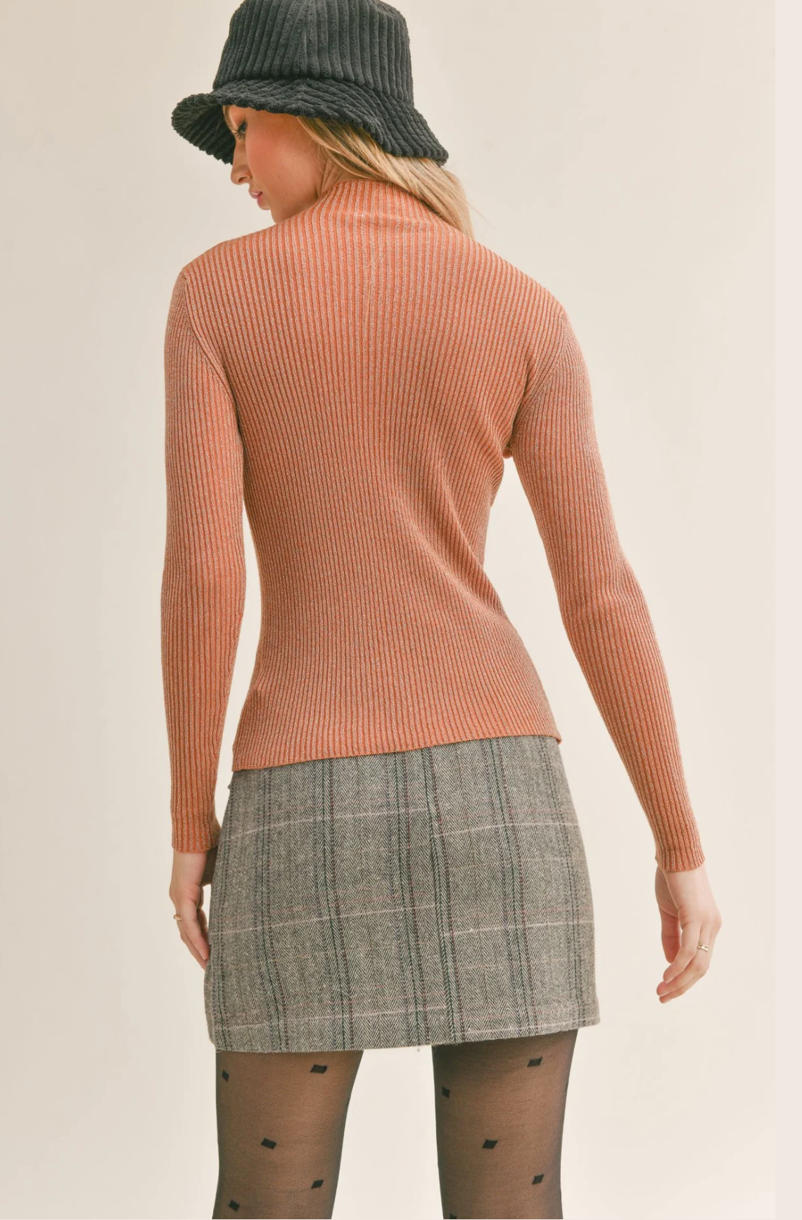 Ribbed Mock Neck Sweater Persimmon