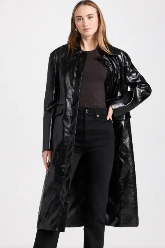 Faux Leather Trench