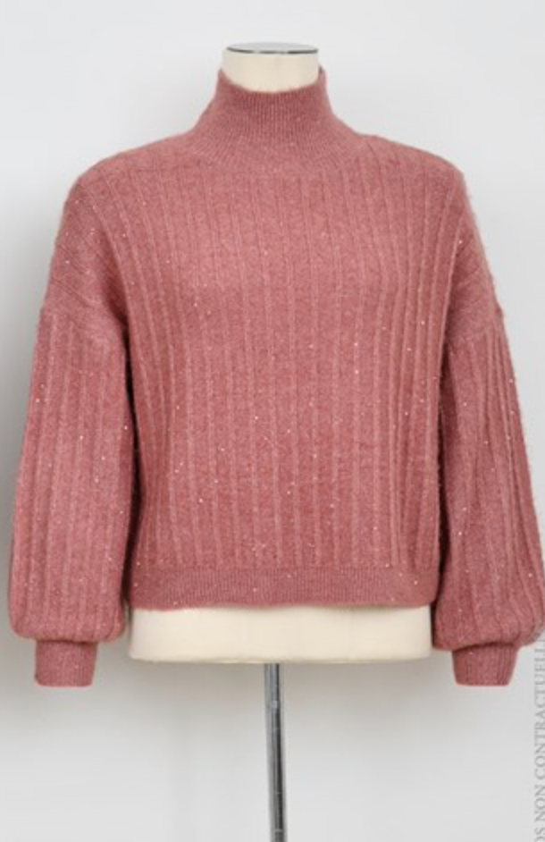 Sparkle Knit Mock Neck Sweater