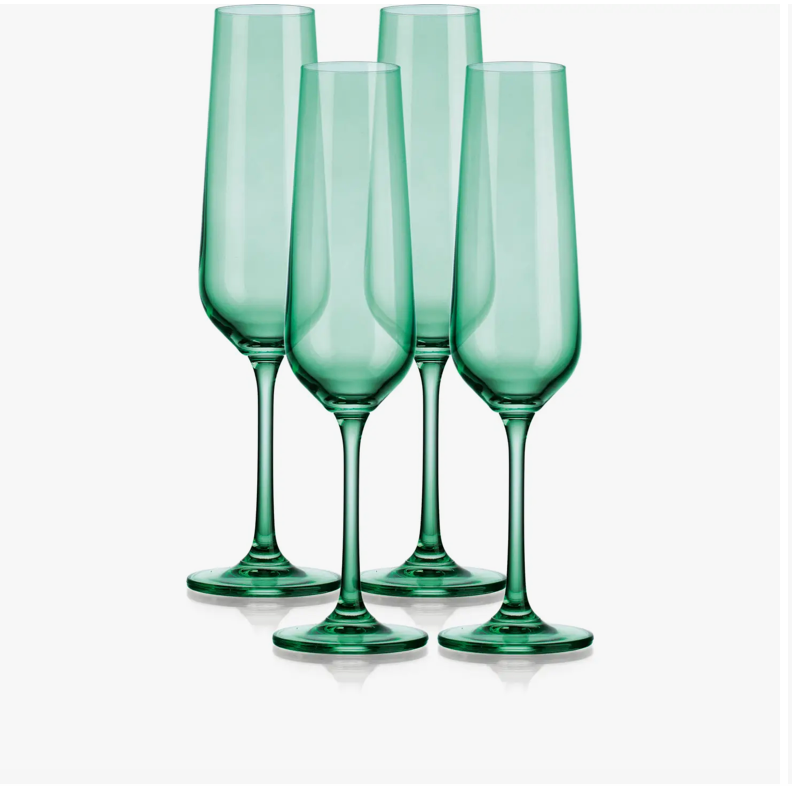 Set of 4 Colored Champagne Flutes