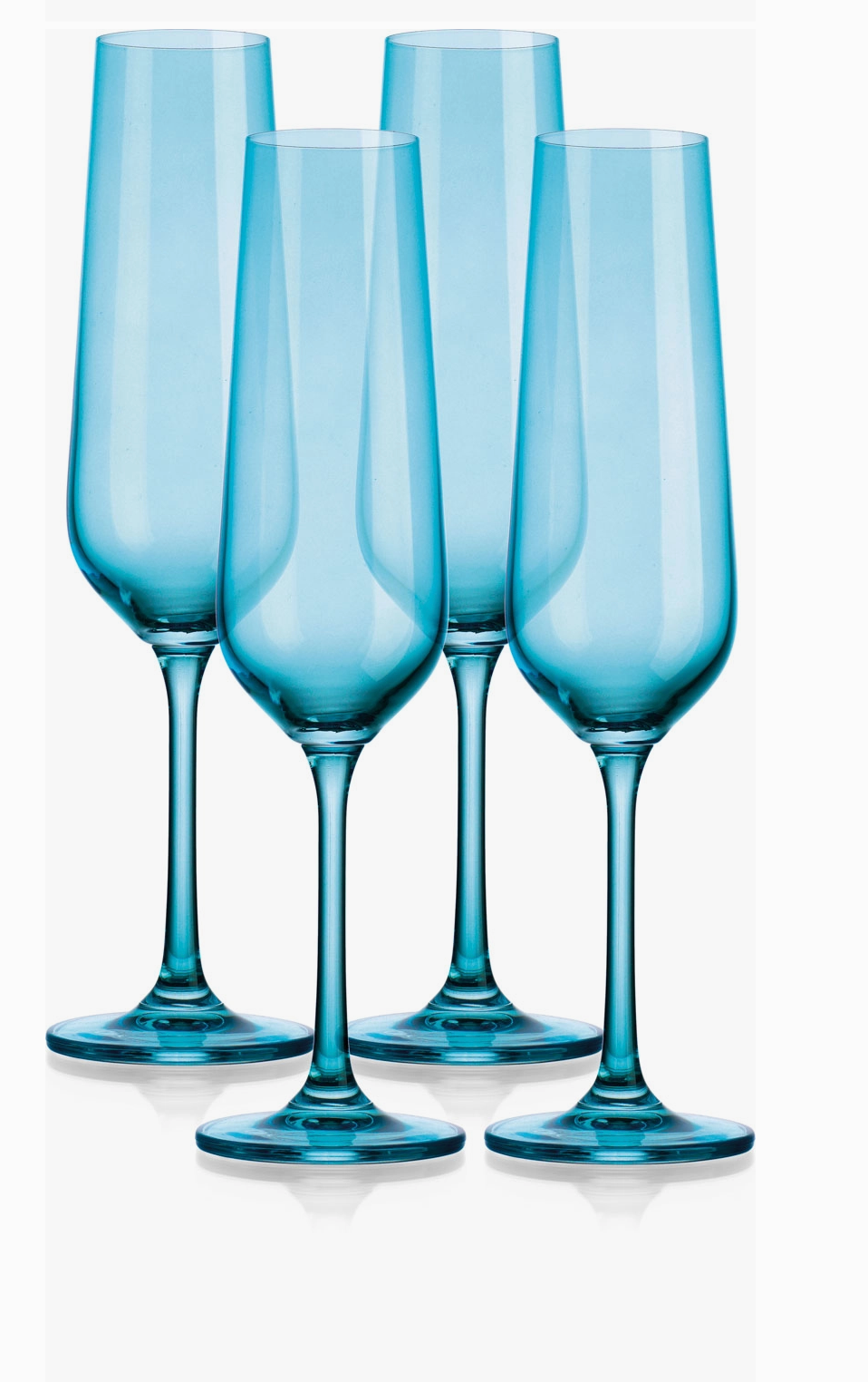 Set of 4 Colored Champagne Flutes