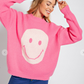Bubble Gum Pink Smiley Sweater