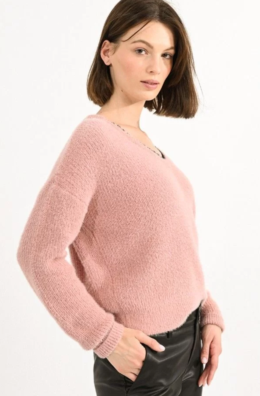 Molly Bracken Light Pink Lace V Neck