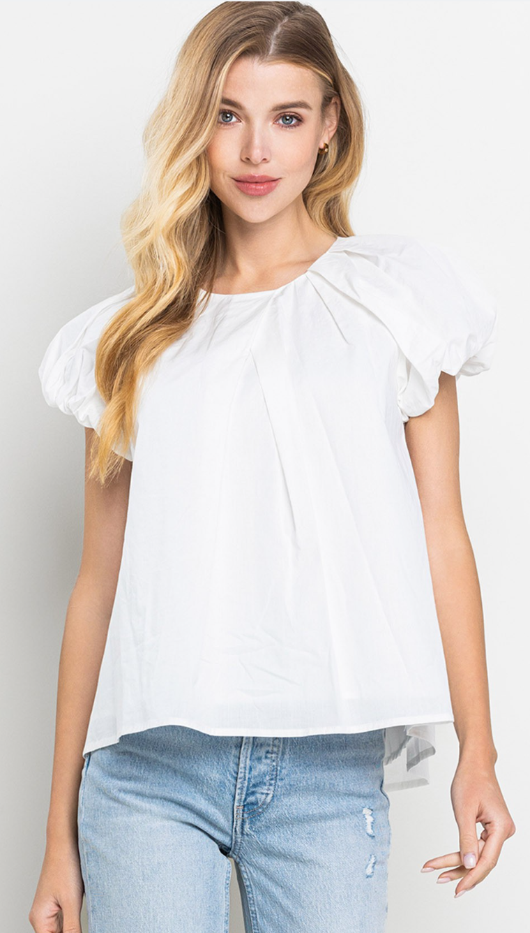 White Puff Sleeve Top