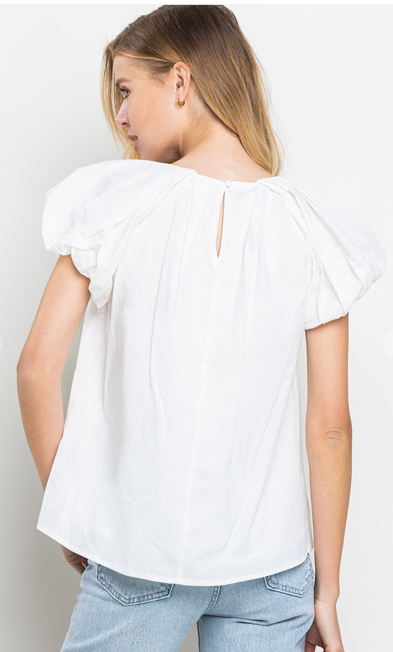 White Puff Sleeve Top