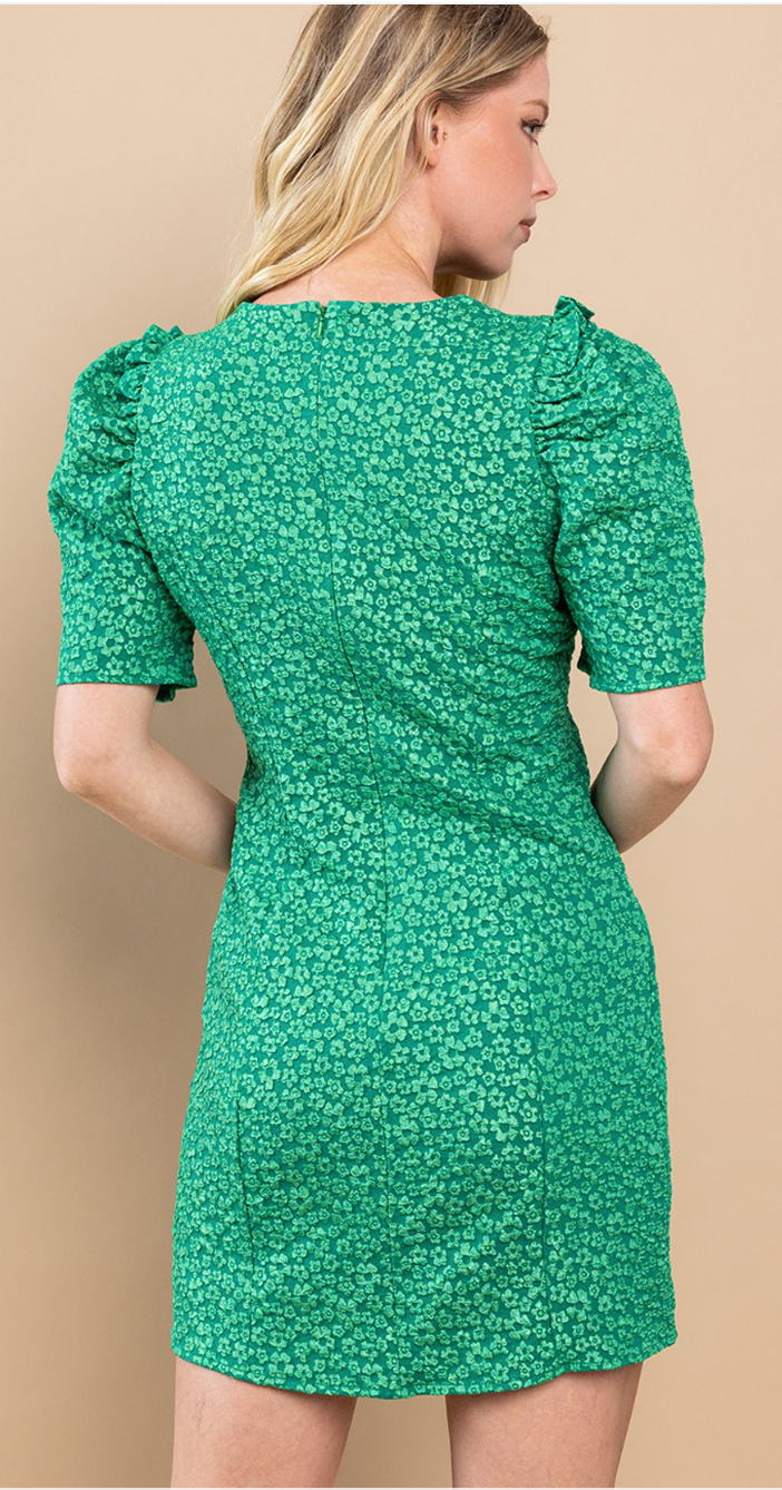 Kelley Green Textured Floral Dress