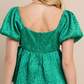 Textured Green Puff Sleeve Top