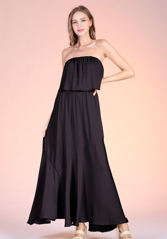 Silk Strapless Maxi Dress