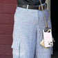 Linen Black and White Striped Cargo Pants