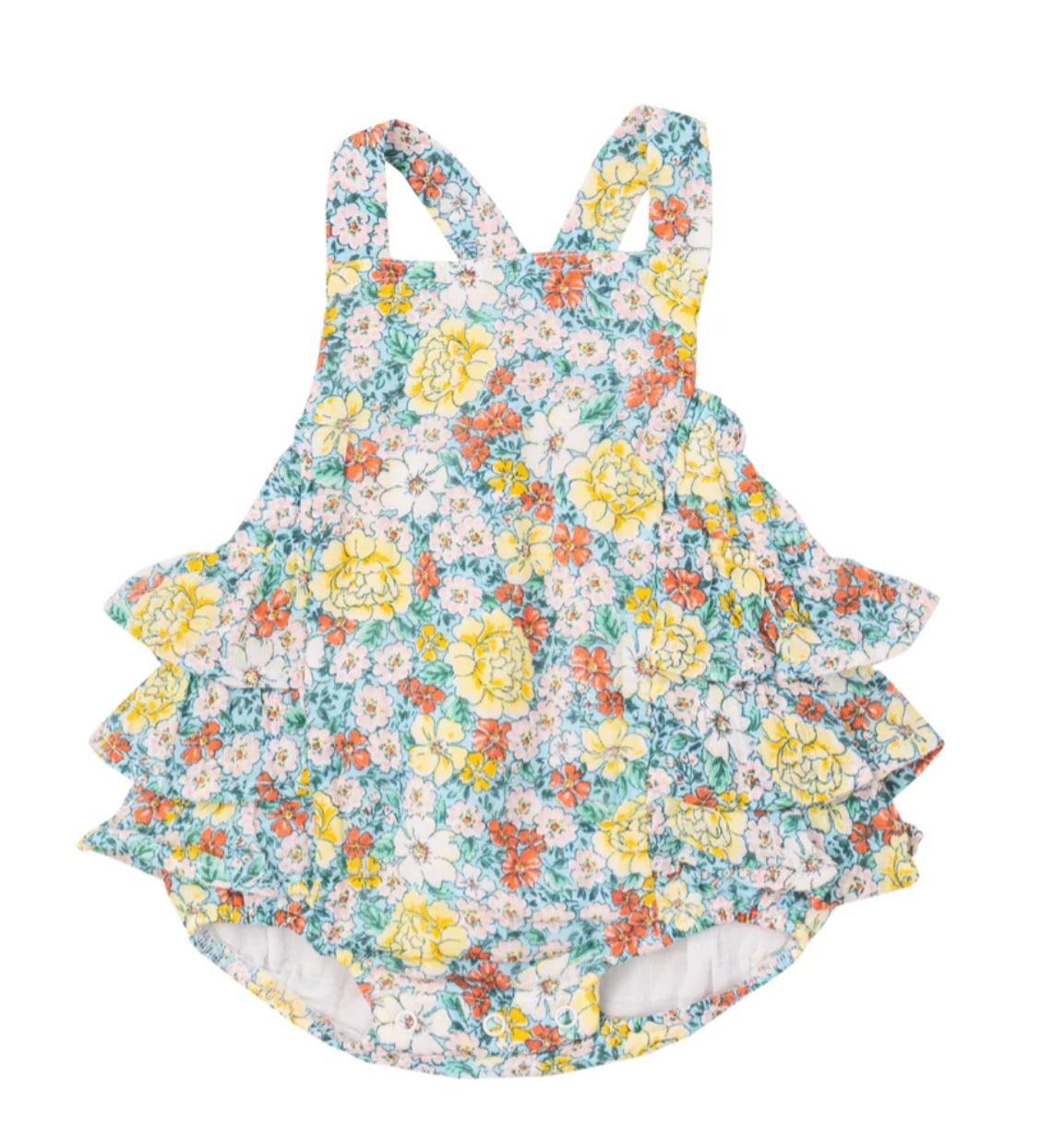 Angel Dear Kimono Ruffle Sunsuit  Golden Peony