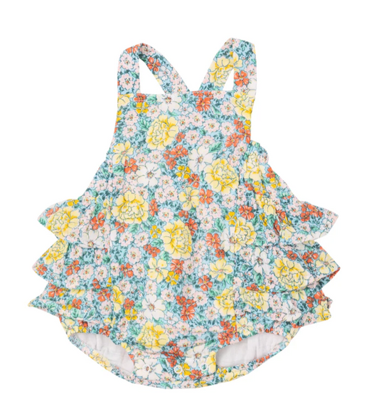 Angel Dear Kimono Ruffle Sunsuit  Golden Peony