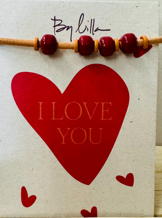 I Love You  Red Bead Bracelt / Hair Ties