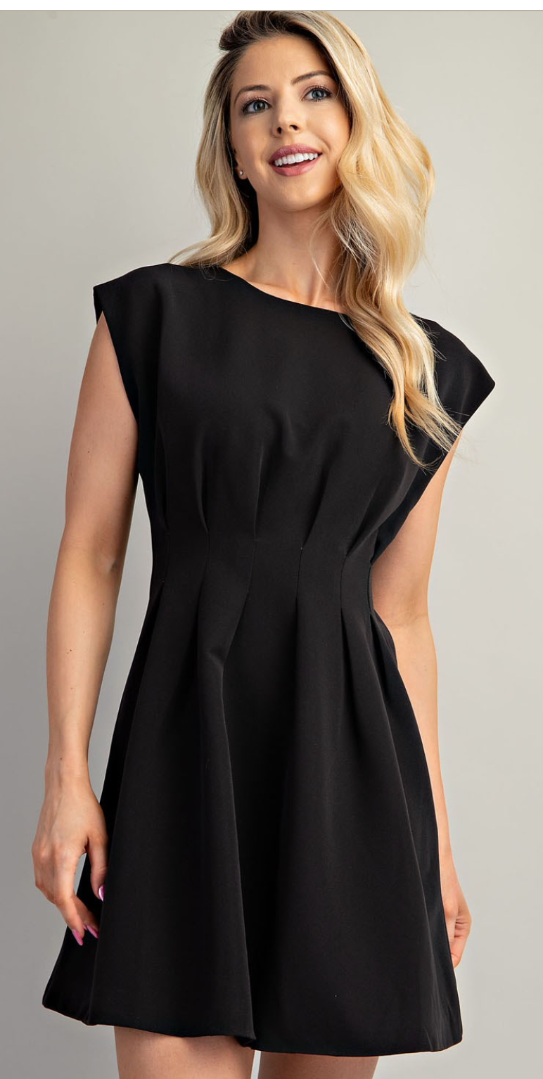 Black Pintuck Mini Dress