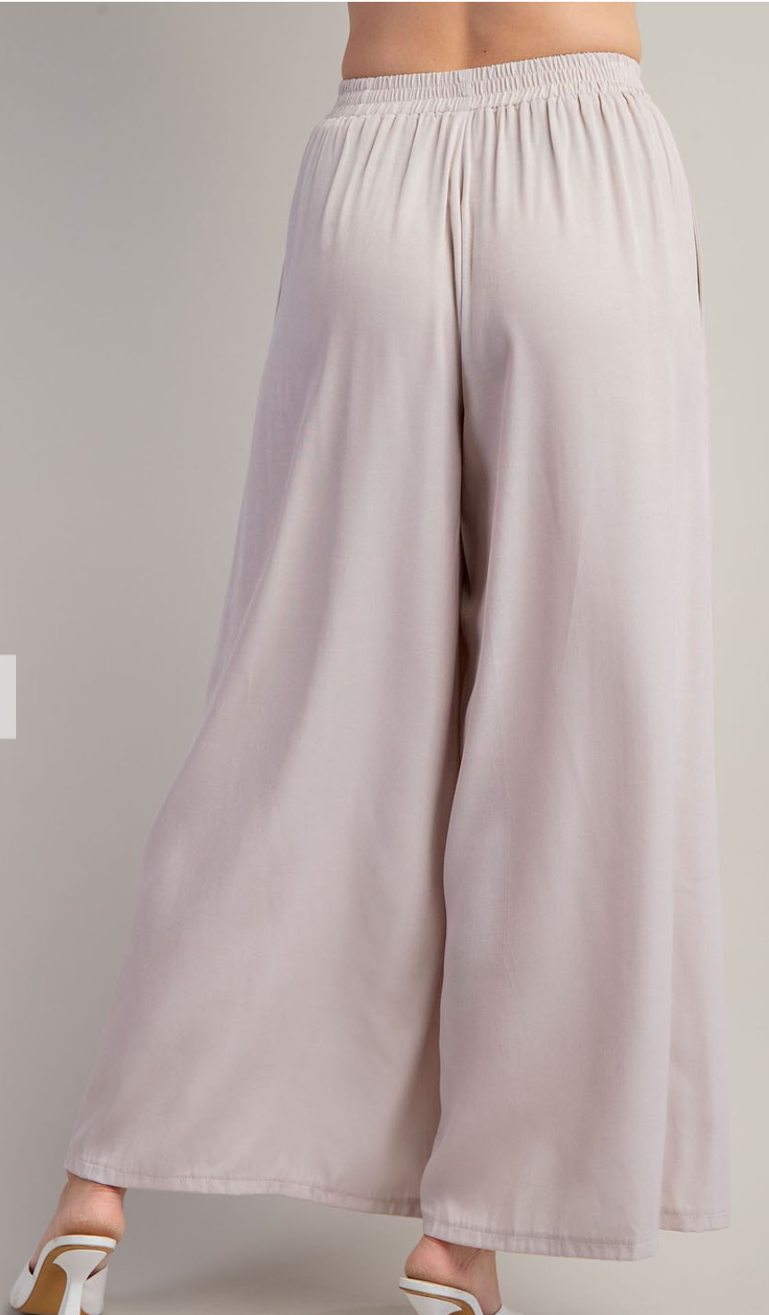 Beige Wide Leg Pants