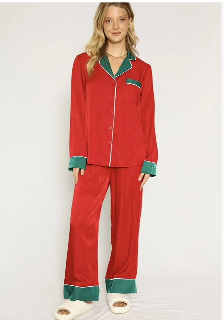 Satin Holiday Pajama Set