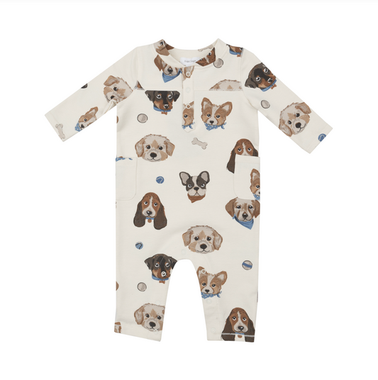 French Terry Puppy Faces Uni Romper