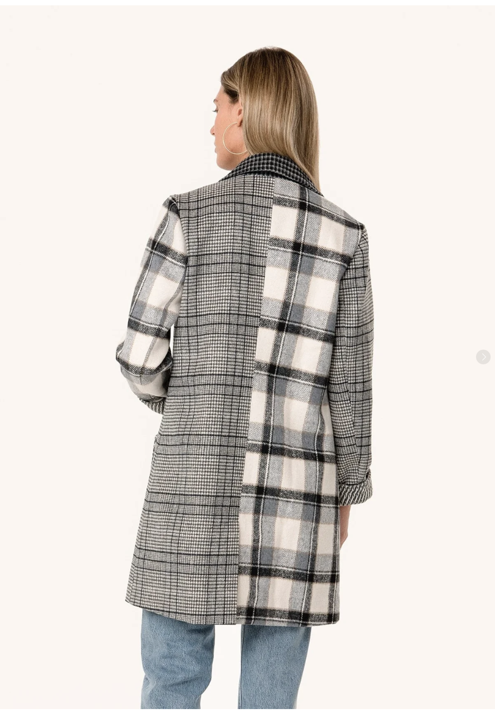 Plaid Long Blazer Coat