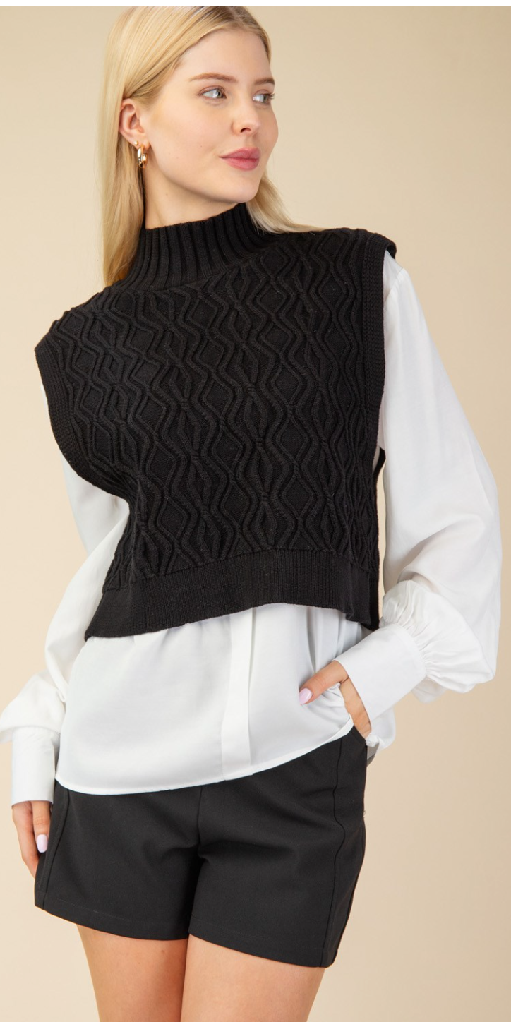 Mock Neck Layers Sweater