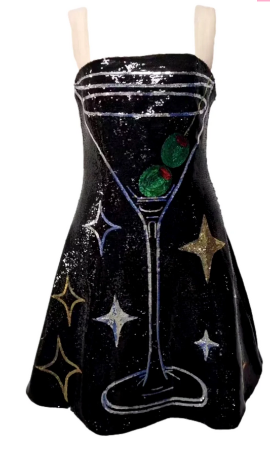 Queen Of Sparkles Black Martini Dress