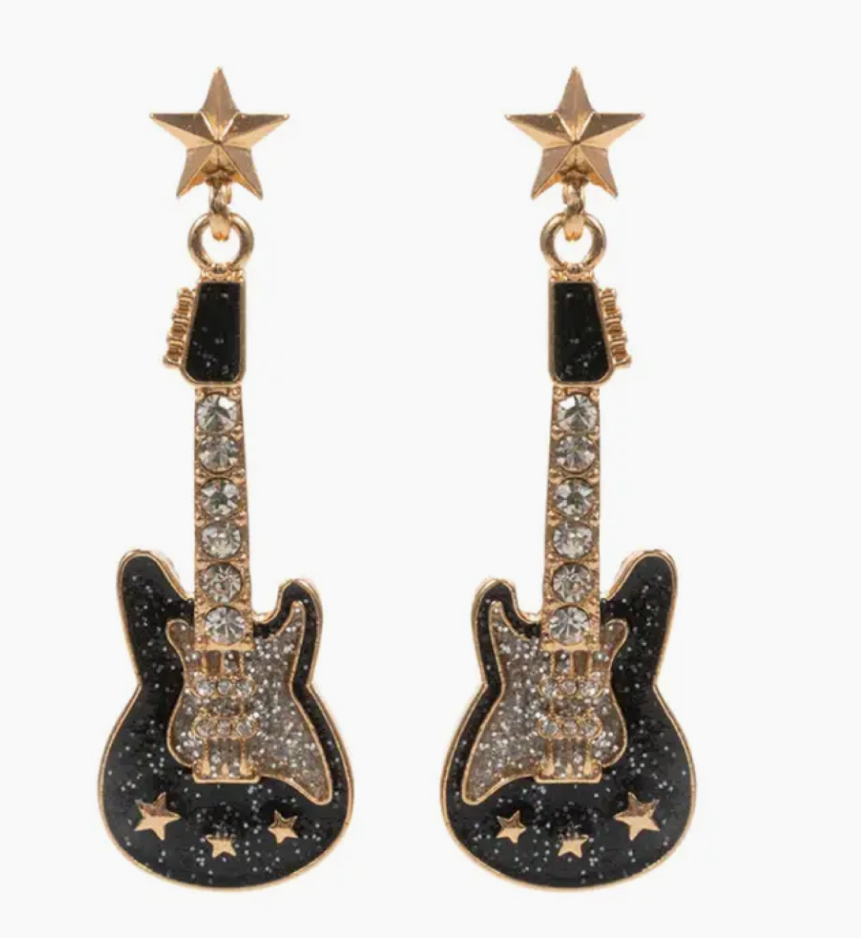 Black Electric Guitar Earrings