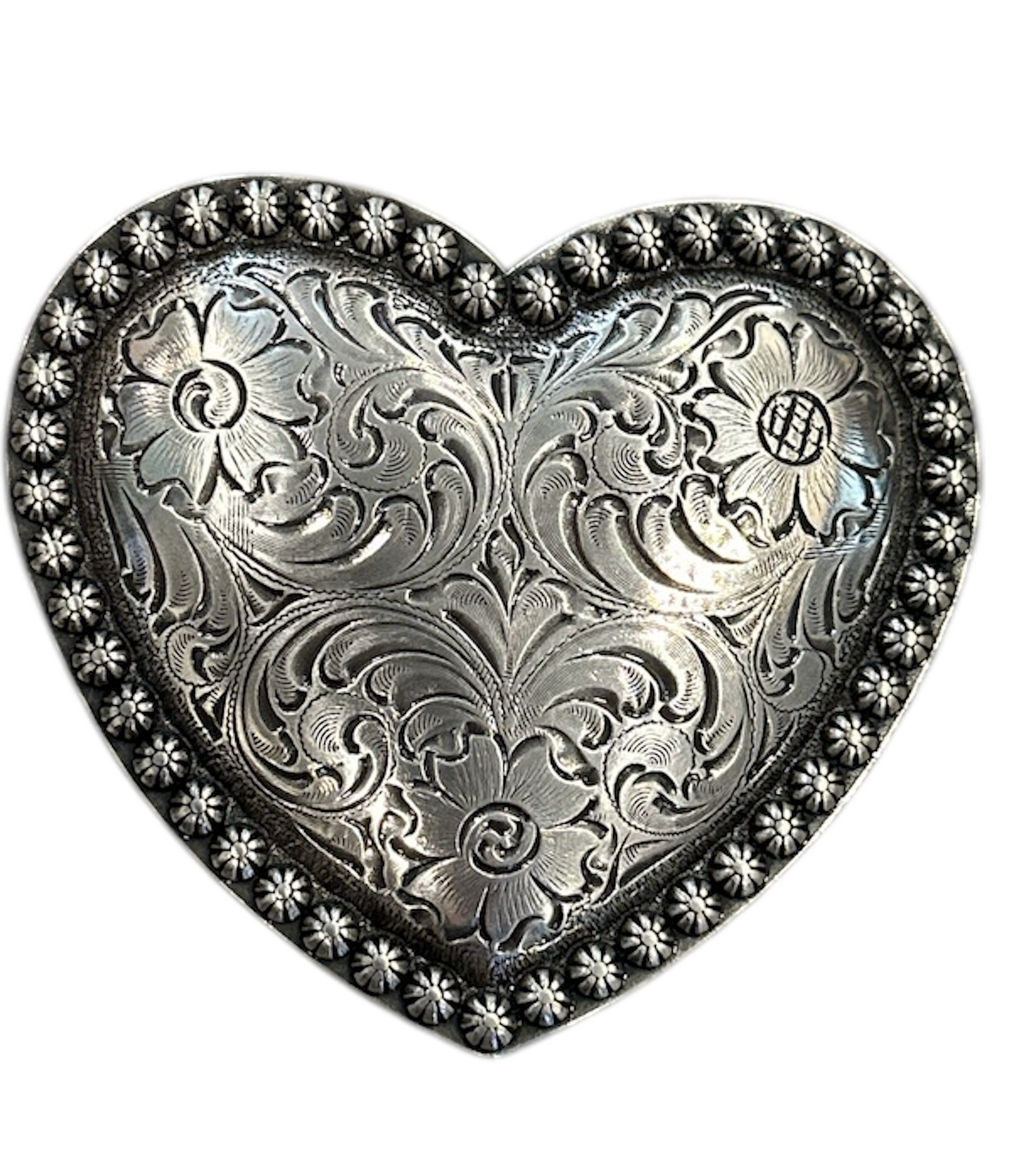 Silver Floral Heart Belt Buckle