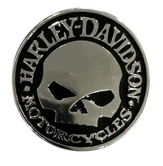 Silver and Black Harley Davidson Skull Belt Buckle