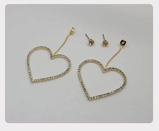 Silver Heart Drop Earring