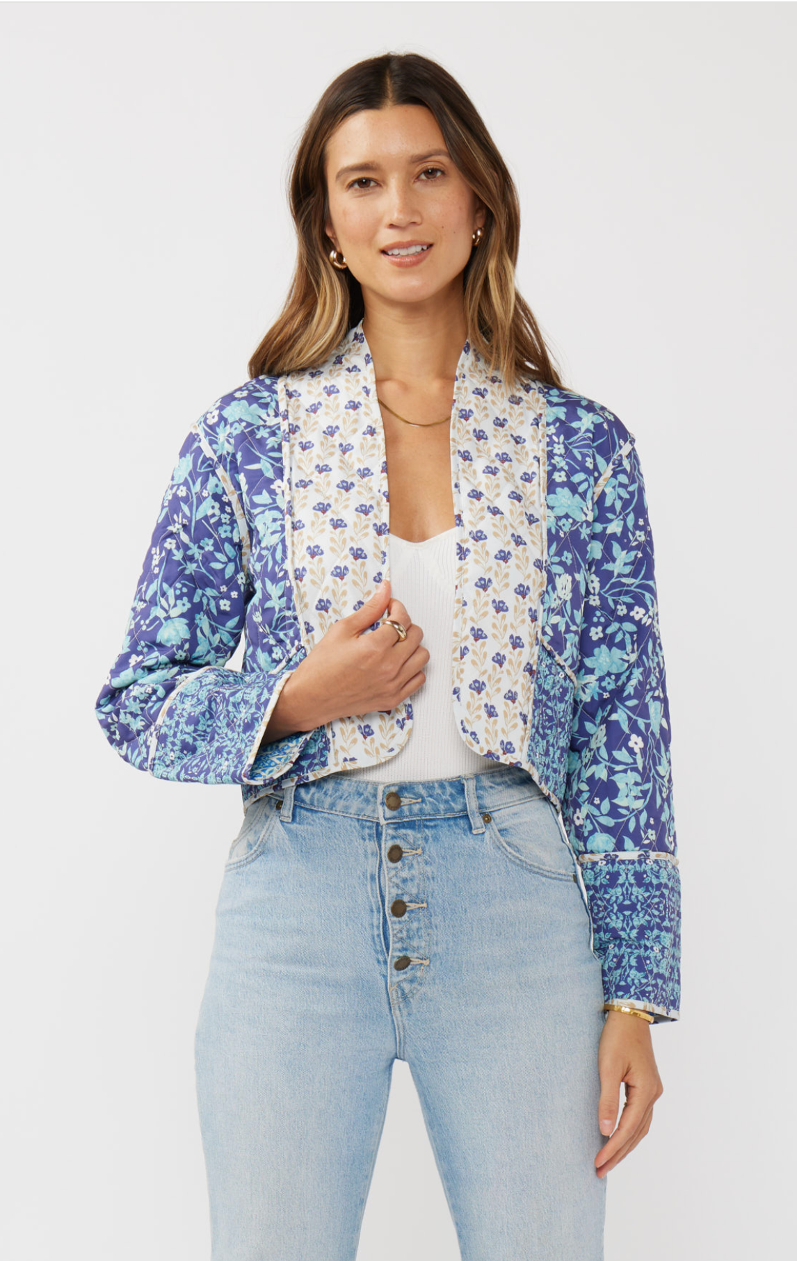 Floral Print Quilted Reversible Jacket