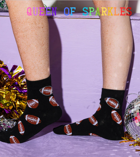 Queen of Sparkles Black Football Socks